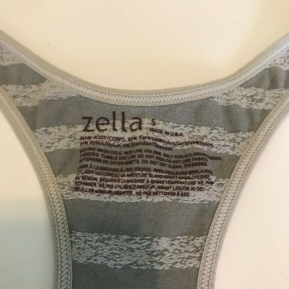Zella‎ Womans Tank Top Size Small Gray Grey Striped Racerback Activewear Workout - Picture 3 of 4